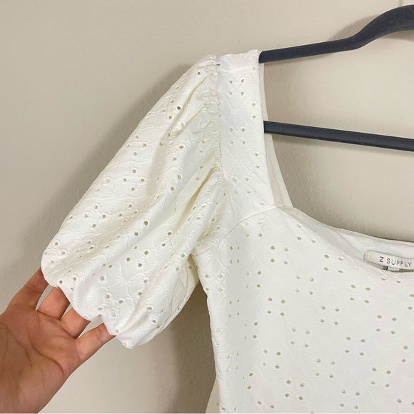 Z Supply Mae Knit Eyelet Cropped Top Off White Size Small - Picture 5 of 8